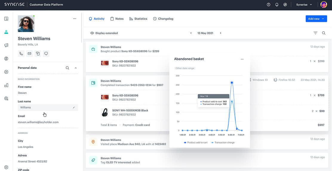 Real-time behavioural analytics